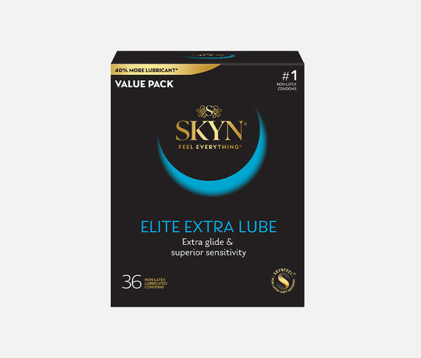 Buy SKYN Elite Extra Lube Condoms, 40% more silky, smooth lubrication.